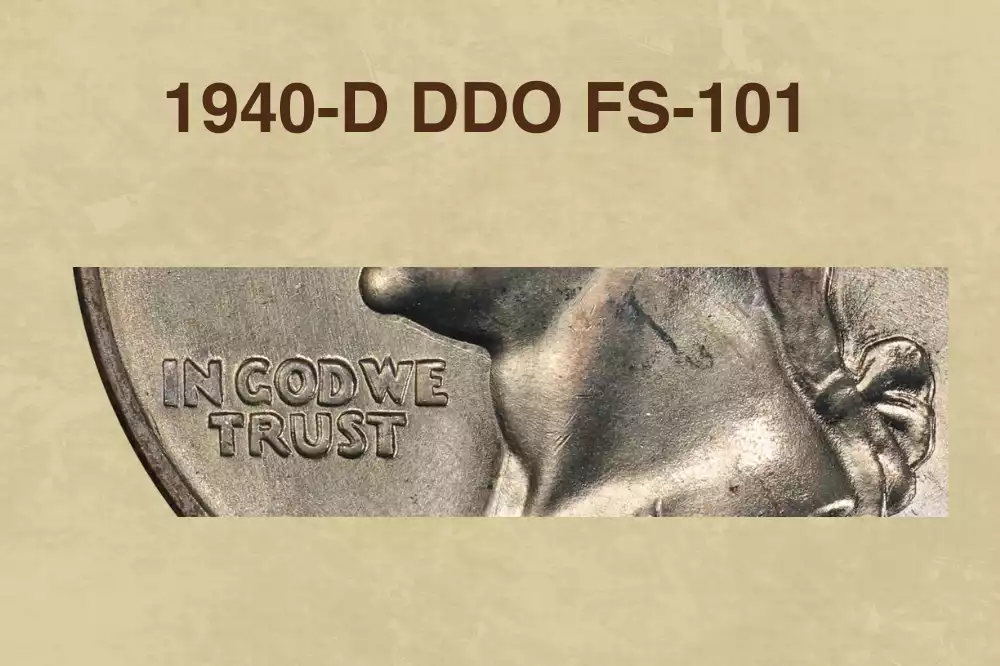 1940-D DDO FS-101 close-up showing doubled die doubling on IN GOD WE TRUST motto